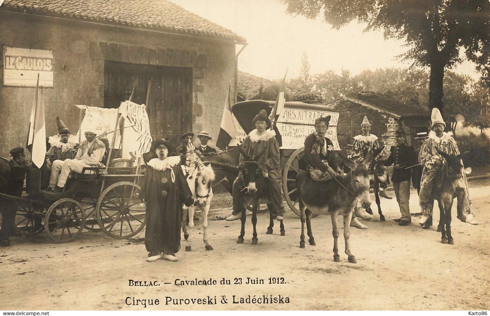 Bellac * Carte Photo Photographe Gallet * Cavalcade 23 Juin 1912 , Cirque Puroveski & Ladéchiska * Circus - Bellac