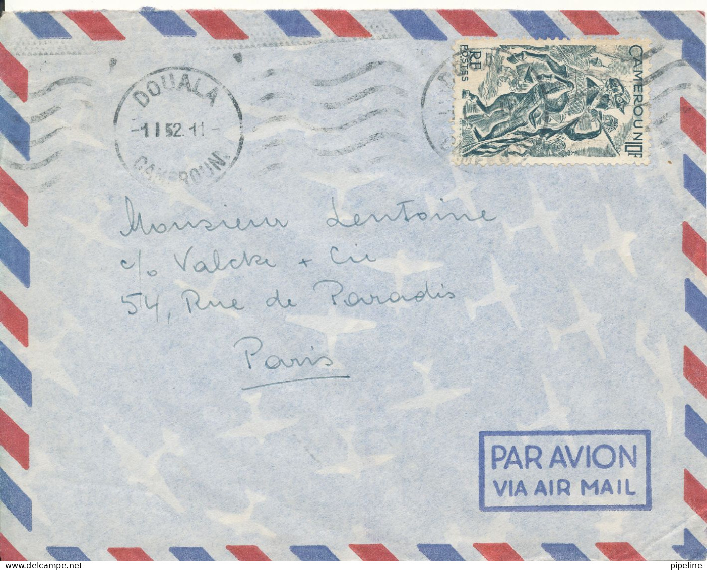 Cameroun Air Mail Cover Sent To France 1952 Single Franked - Airmail