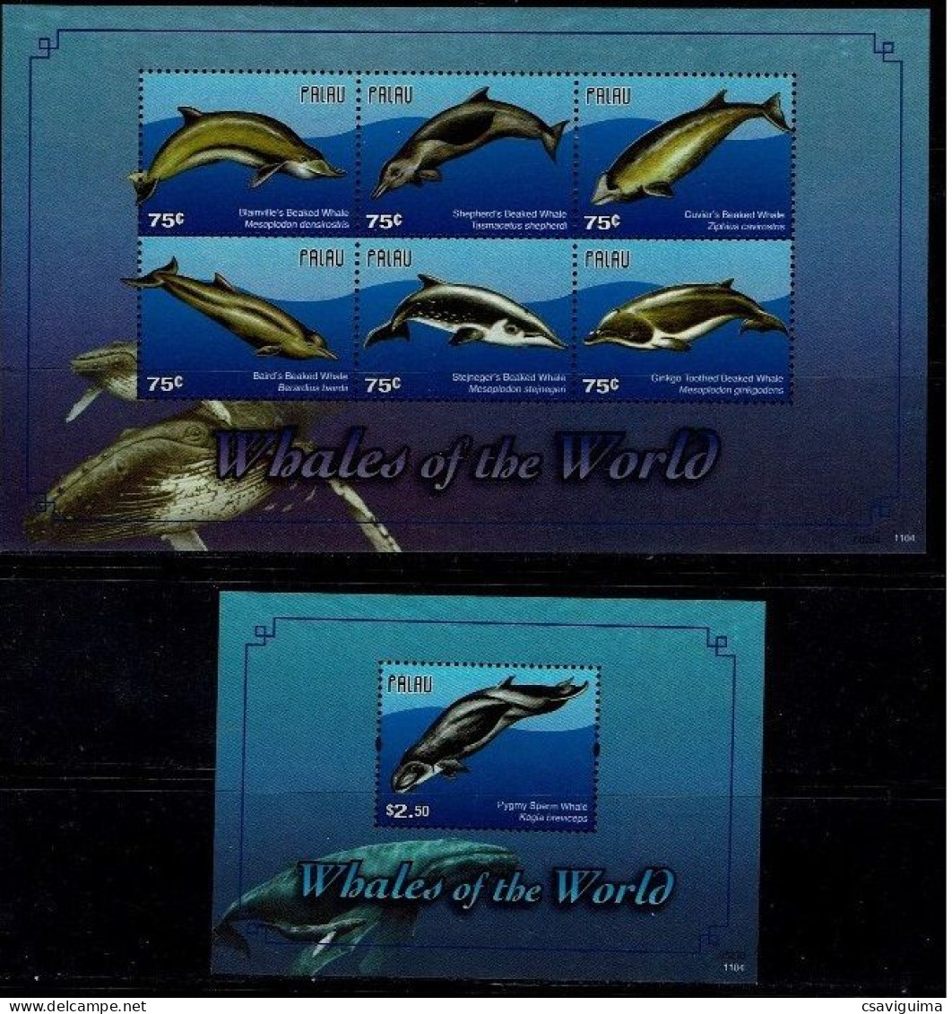 Palau - 2011 - Whales - Yv 2602/07 + Bf 223 - Baleines