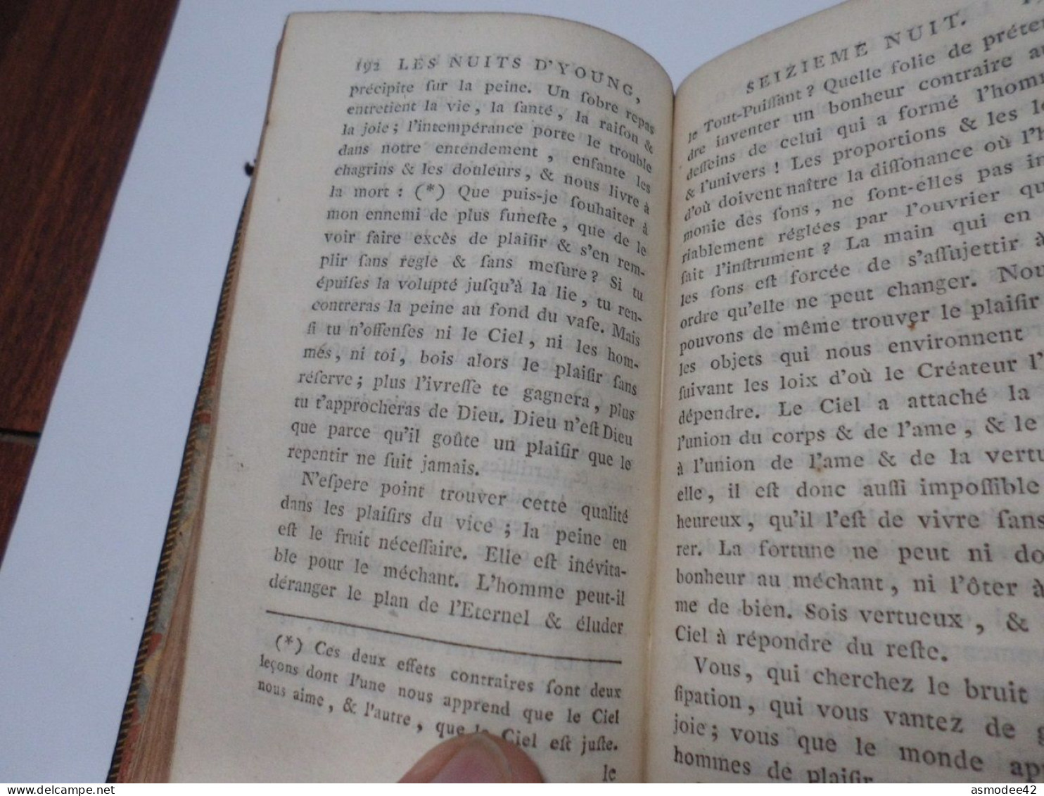 LES NUITS D YOUNG 1787 LONDRES TOME 2 SEUL  LIVRE ANCIEN XVIIIème  DIM 12,5 X 7,5cm