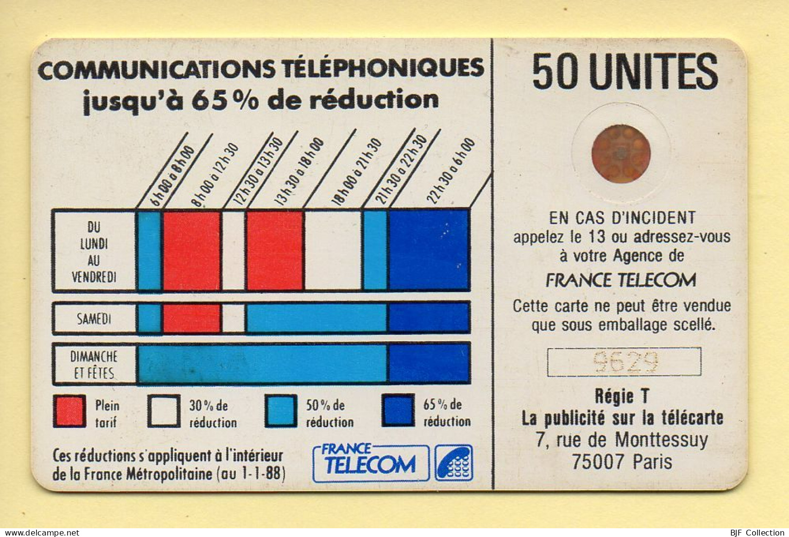 Télécarte : CORDON / 50 Unités : Numéro 9629 (voir Cadre Et Numérotation) - Telefonschnur (Cordon)