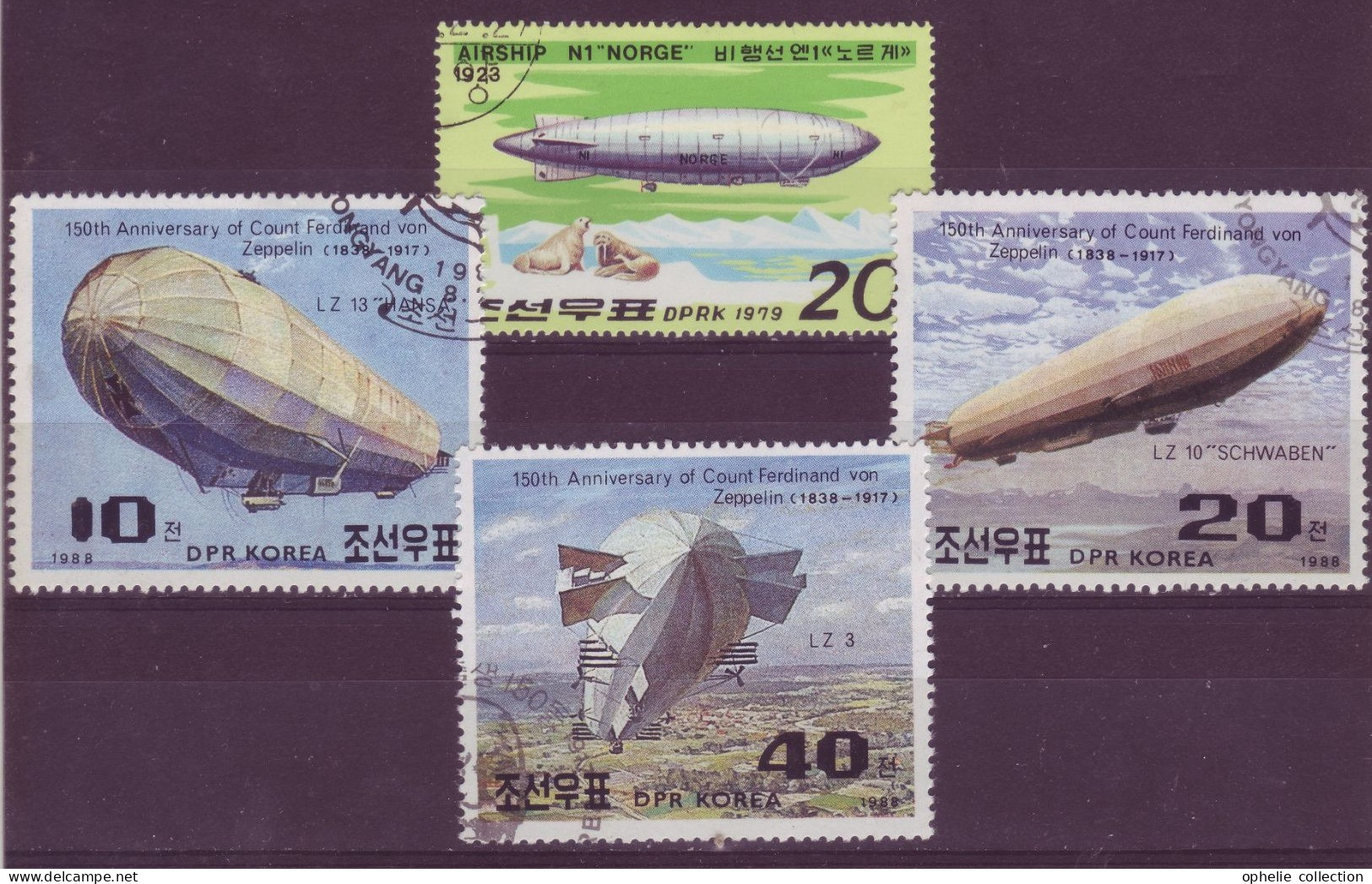 Asie - Corée Du Nord - Zeppelin - 4 Timbres Différents  - 7049 - Corée Du Nord