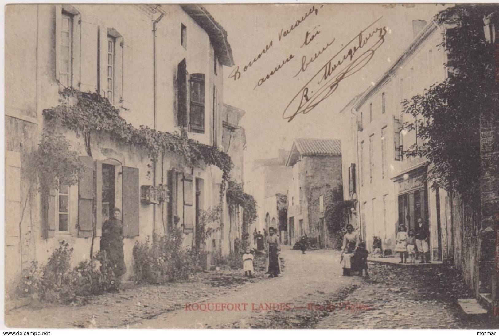 Roquefort, Rue Animée - Voyagée En Avril 1905 - Roquefort