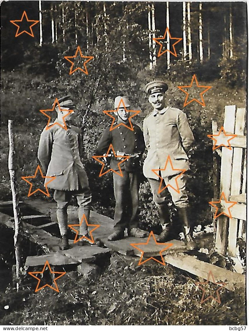 Lot 4 X Carte Photo Allemande Frontière Suisse, Soldats Allemands Et Suisses, Guerre 14-18, WW1 à Identifier - 1914-18