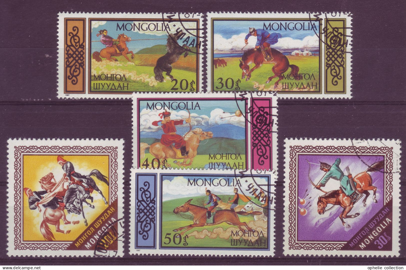 Asie - Mongolie - Chevaux - 6 Timbres Différents  - 7052 - Mongolia