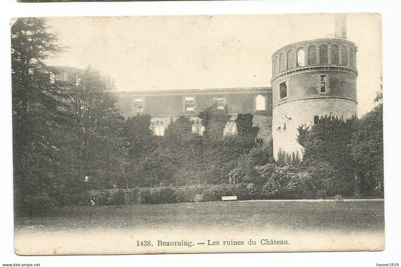 Beauraing Les Ruines Du Chateau Cachet 1908 Beauraing Htje - Beauraing