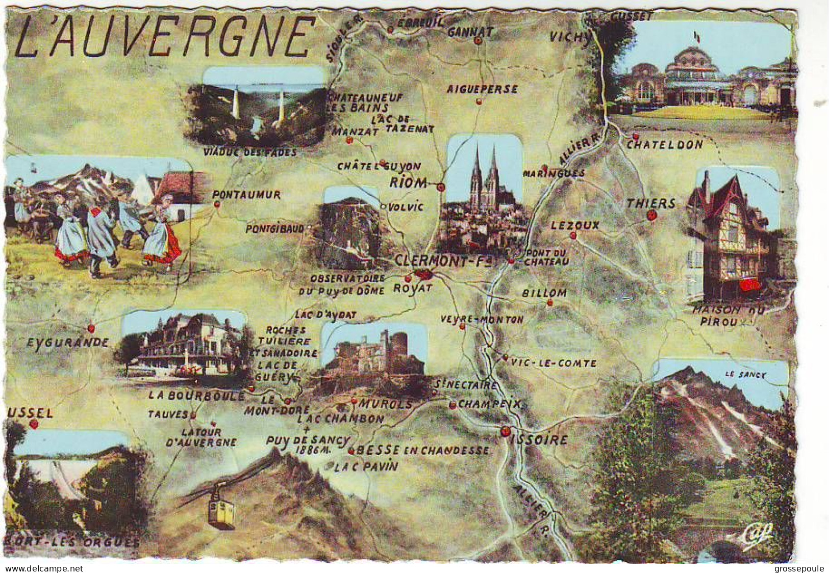 CPSM AUVERGNE Carte Géographique - Landkaarten