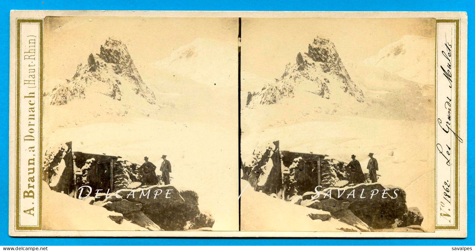 Rare Chamonix 1862 * Gabriel Loppé Peintre Aux Grands Mulets Sous La Neige * Photo Stéréoscopique Braun - Stereoscopic