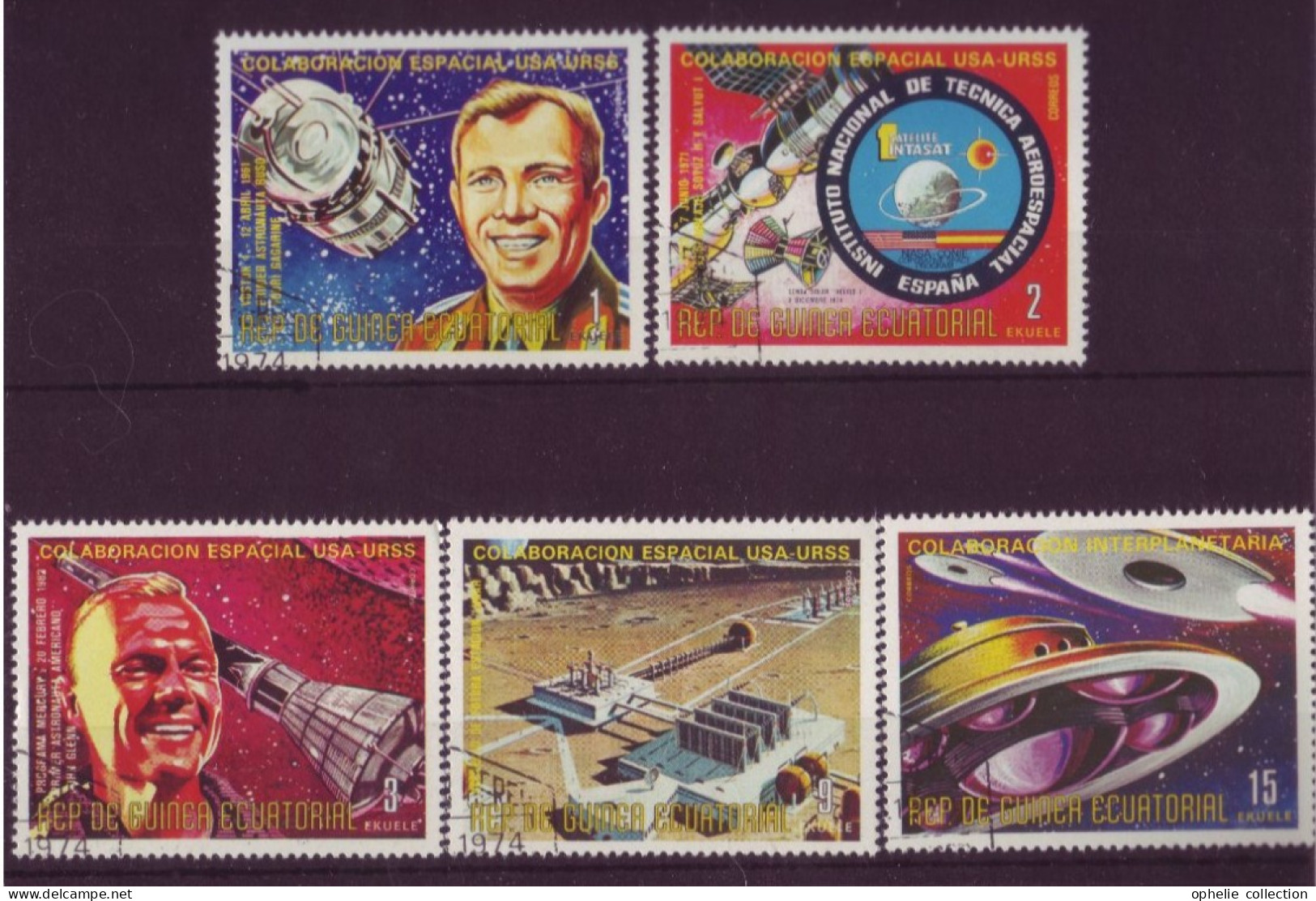 Afrique - Guinée Equatoriale - Colaboracion Espacial - USA-URSS - 5 Timbres Différents  - 7056 - Equatorial Guinea