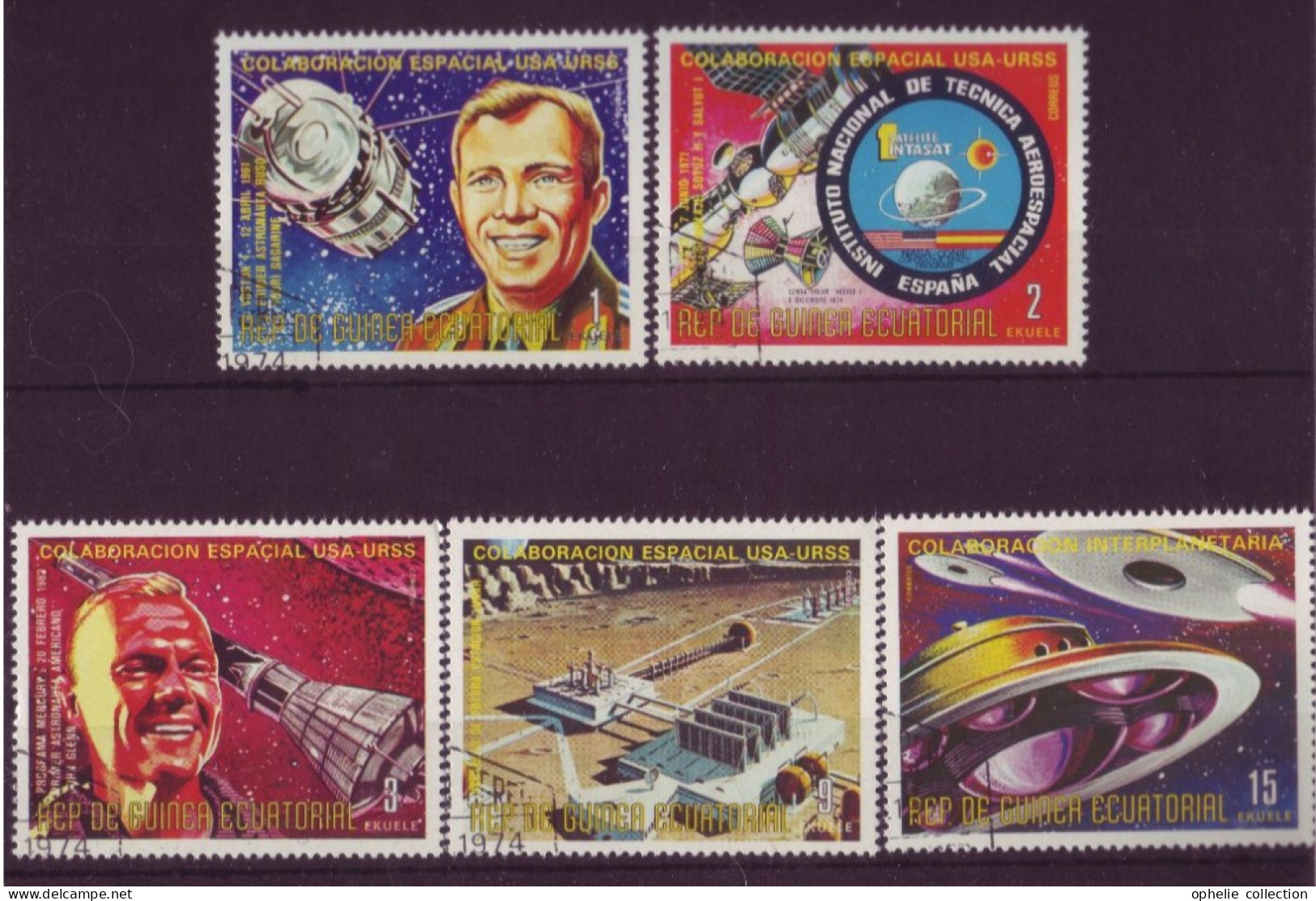 Afrique - Guinée Equatoriale - Colaboracion Espacial - USA-URSS - 5 Timbres Différents  - 7056 - Guinea Ecuatorial