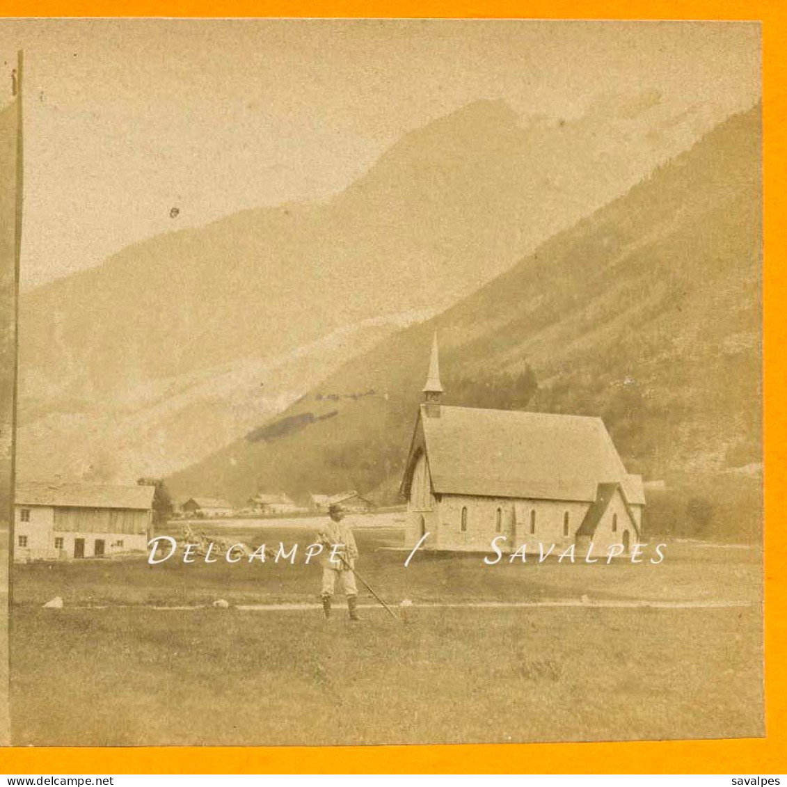 Chamonix * Chapelle Anglaise, Futur Chemin Loppé (voir Scan Descriptif) * Photo Stéréoscopique Vers 1865 - Stereoscopio