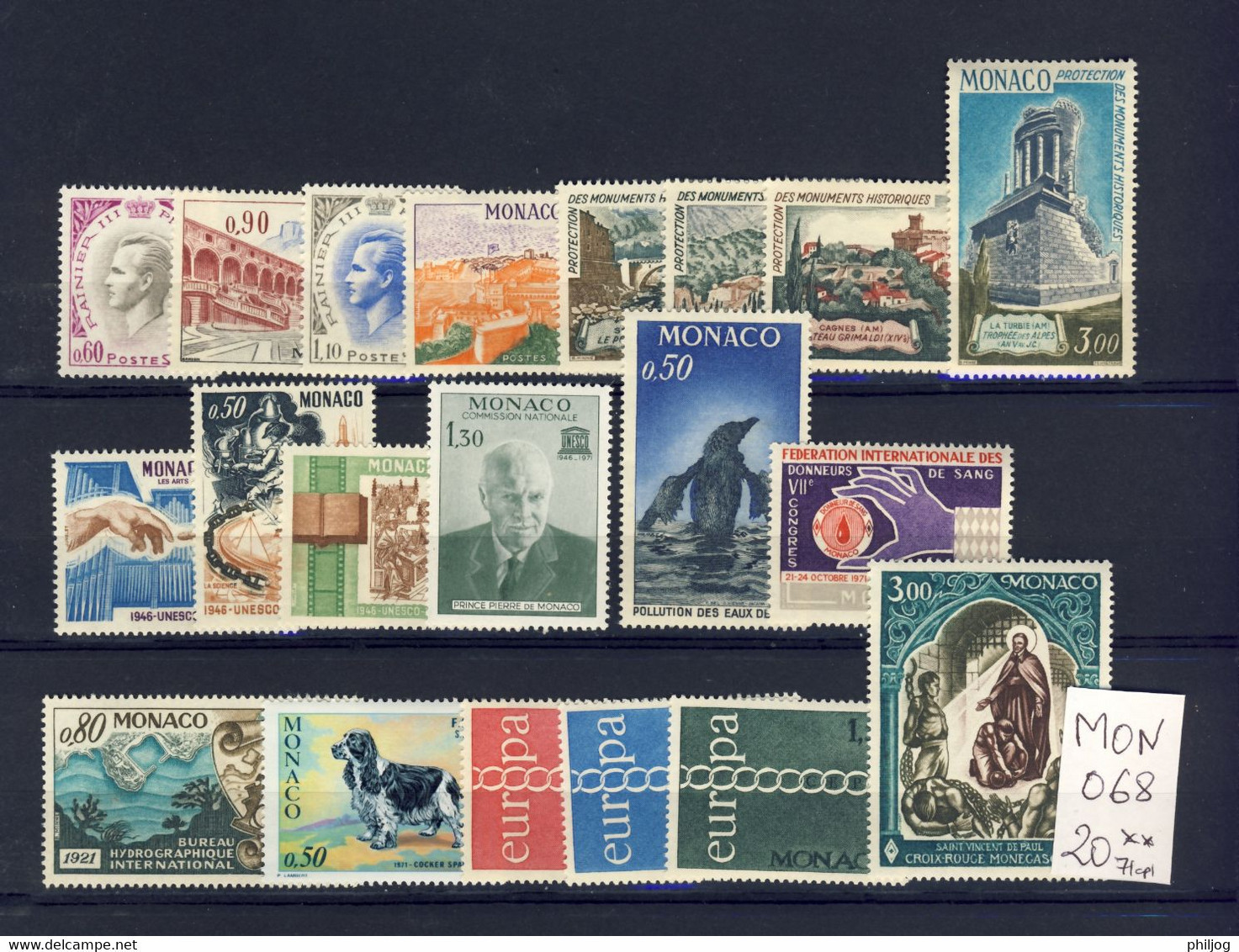 Monaco - Année 1971 Complète - Neuve SANS Charnière - 20 Timbres Du 847 à 866 - Complete MNH Year 1971 - Années Complètes