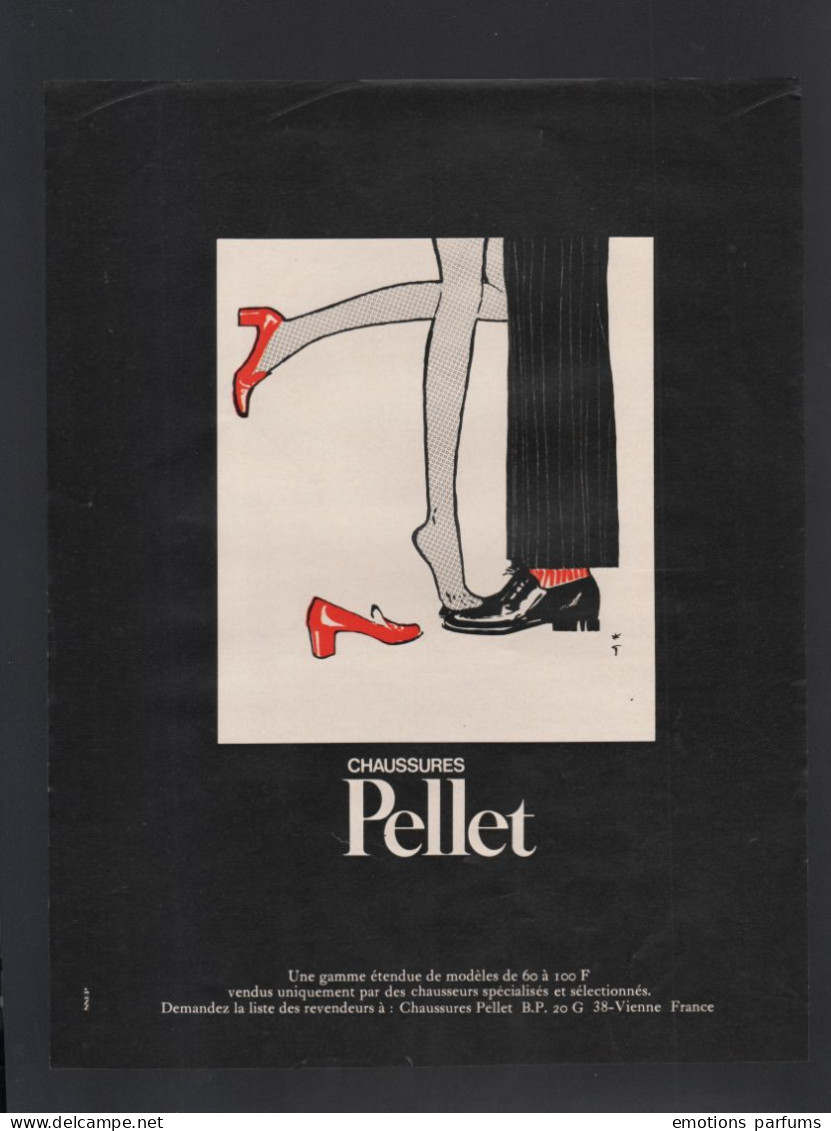 Pub Papier 1969 Mode Chaussures Pellet Vienne 38 Dessin Jambe Femme Illustrateur Rene Gruau - Publicités