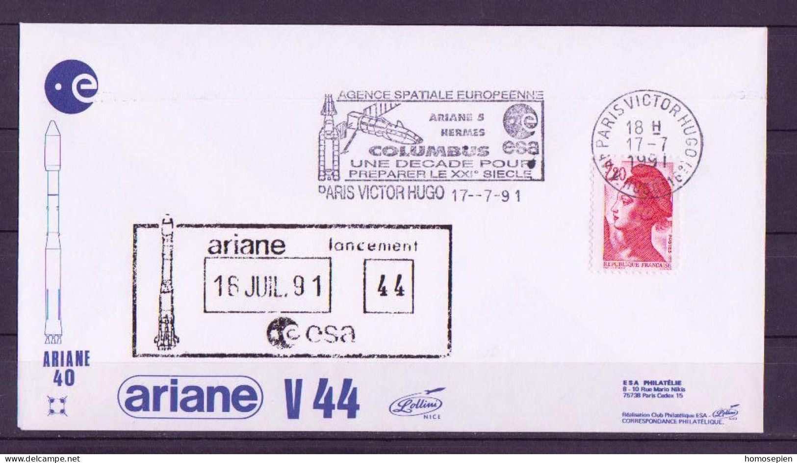 Espace 1991 07 17 - ESA - Ariane V44 - Officielle - Paris - Europa