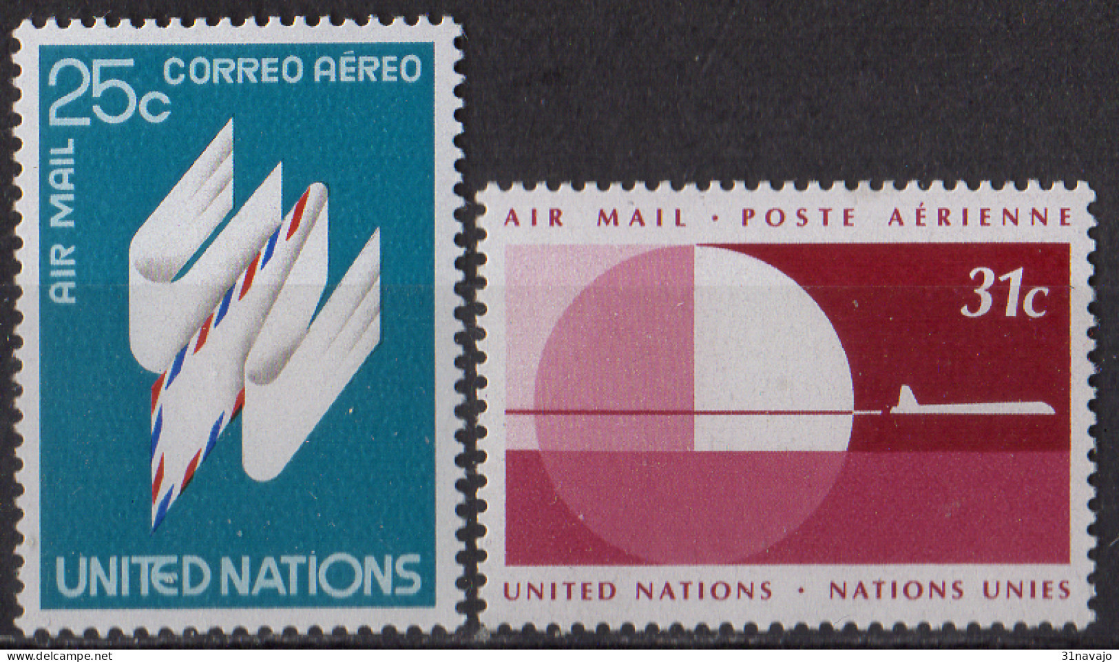 NATIONS UNIES (New York) - Série Courante Poste Aérienne 1977 - Luchtpost