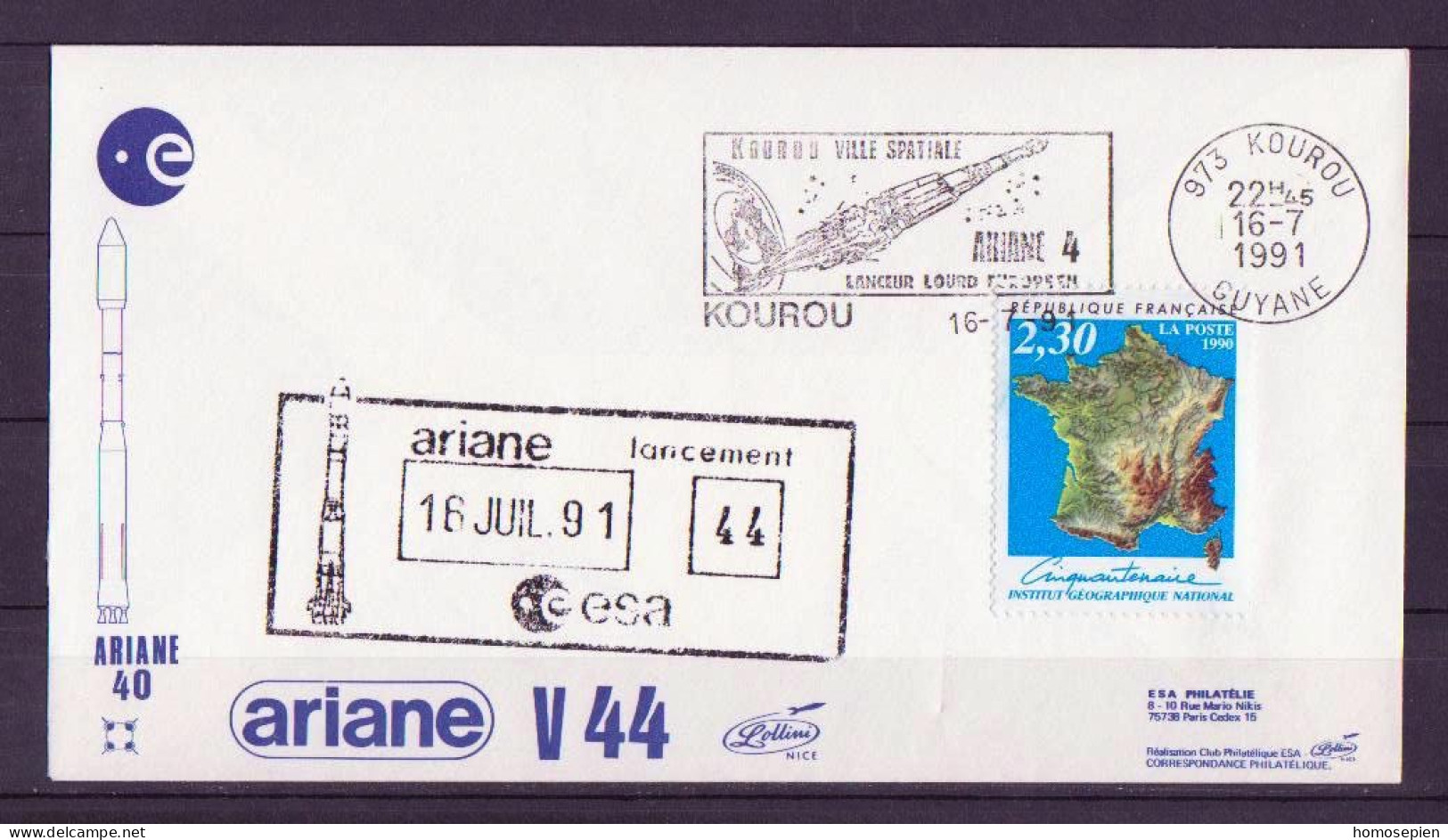 Espace 1991 07 17 - ESA - Ariane V44 - Officielle - Kourou - Europe