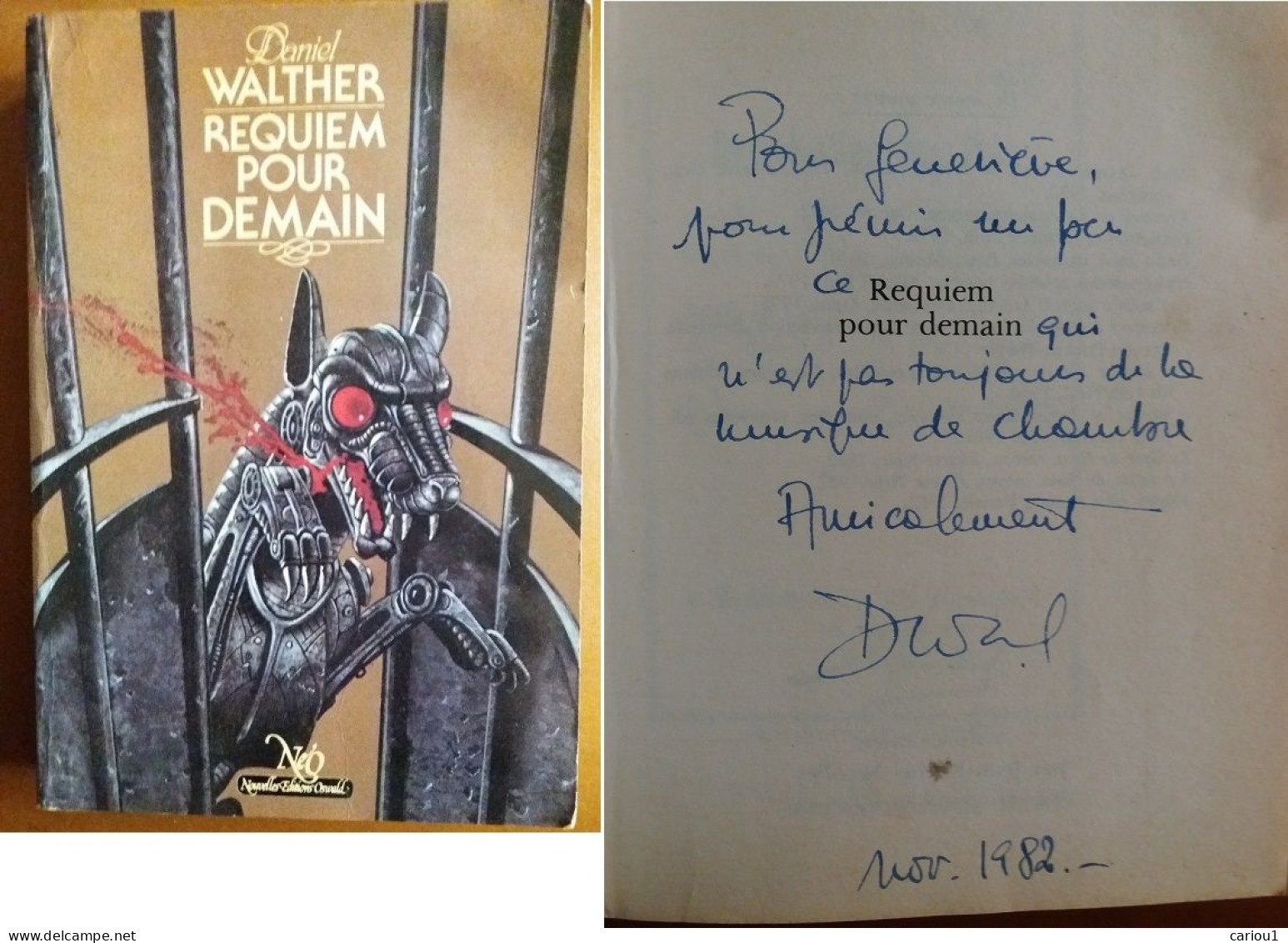 C1 Daniel WALTHER - REQUIEM POUR DEMAIN NEO 1982 Envoi DEDICACE Signed SF PORT INCLUS FRANCE - Neo