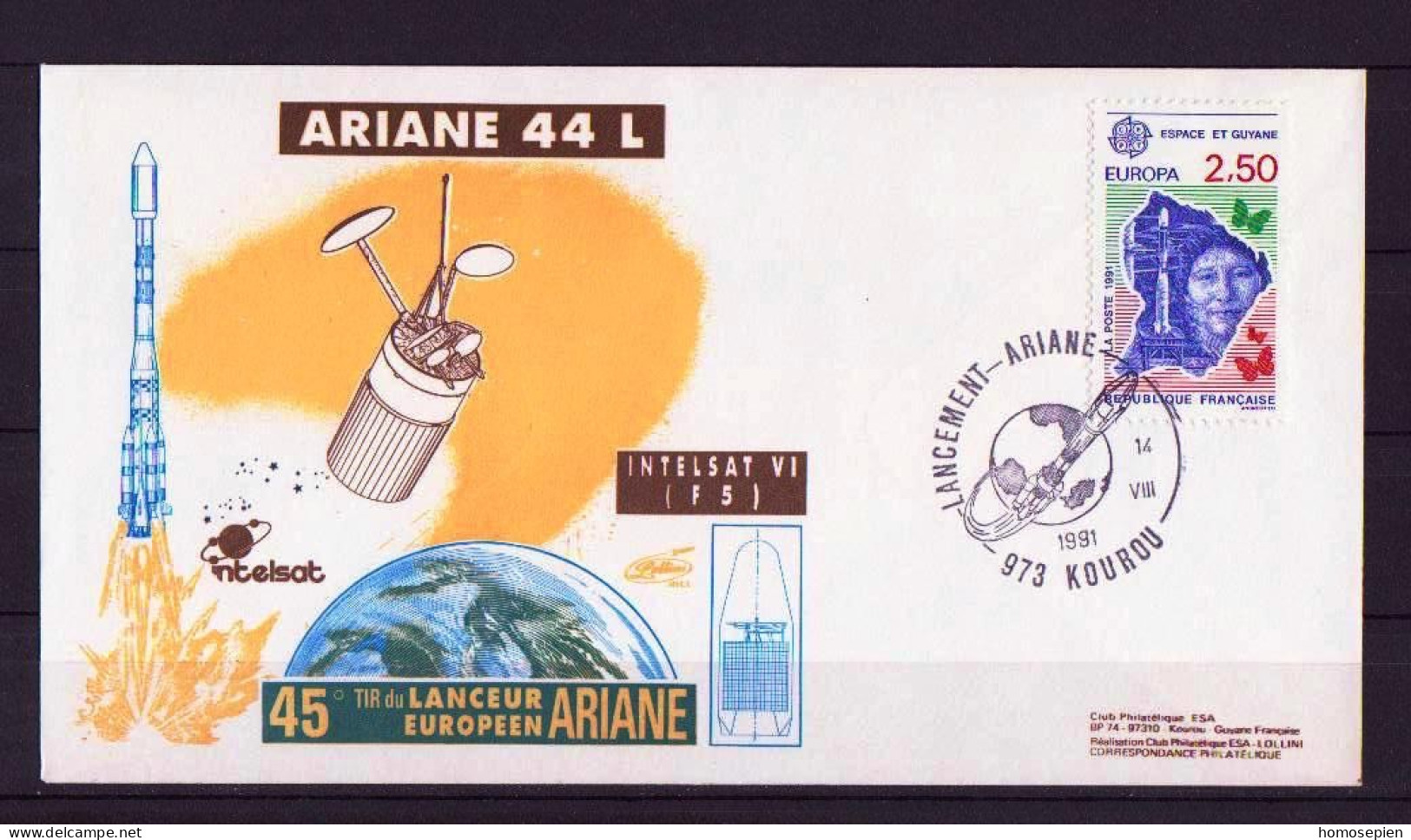 Espace 1991 07 17 - ESA - Ariane V44 - Composite Noire - Europe