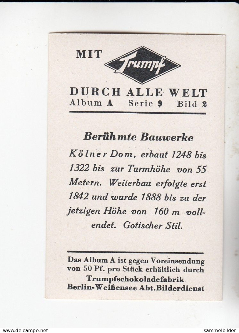 Mit Trumpf Durch Alle Welt Berühmte Bauwerke Kölner Dom      A Serie 9 #2 Von 1933 - Other Brands