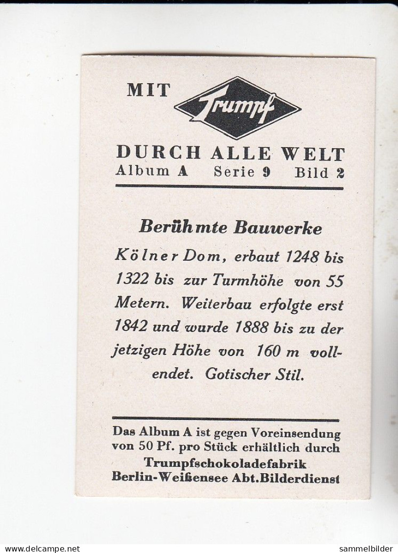 Mit Trumpf Durch Alle Welt Berühmte Bauwerke Kölner Dom      A Serie 9 #2 Von 1933 - Sigarette (marche)