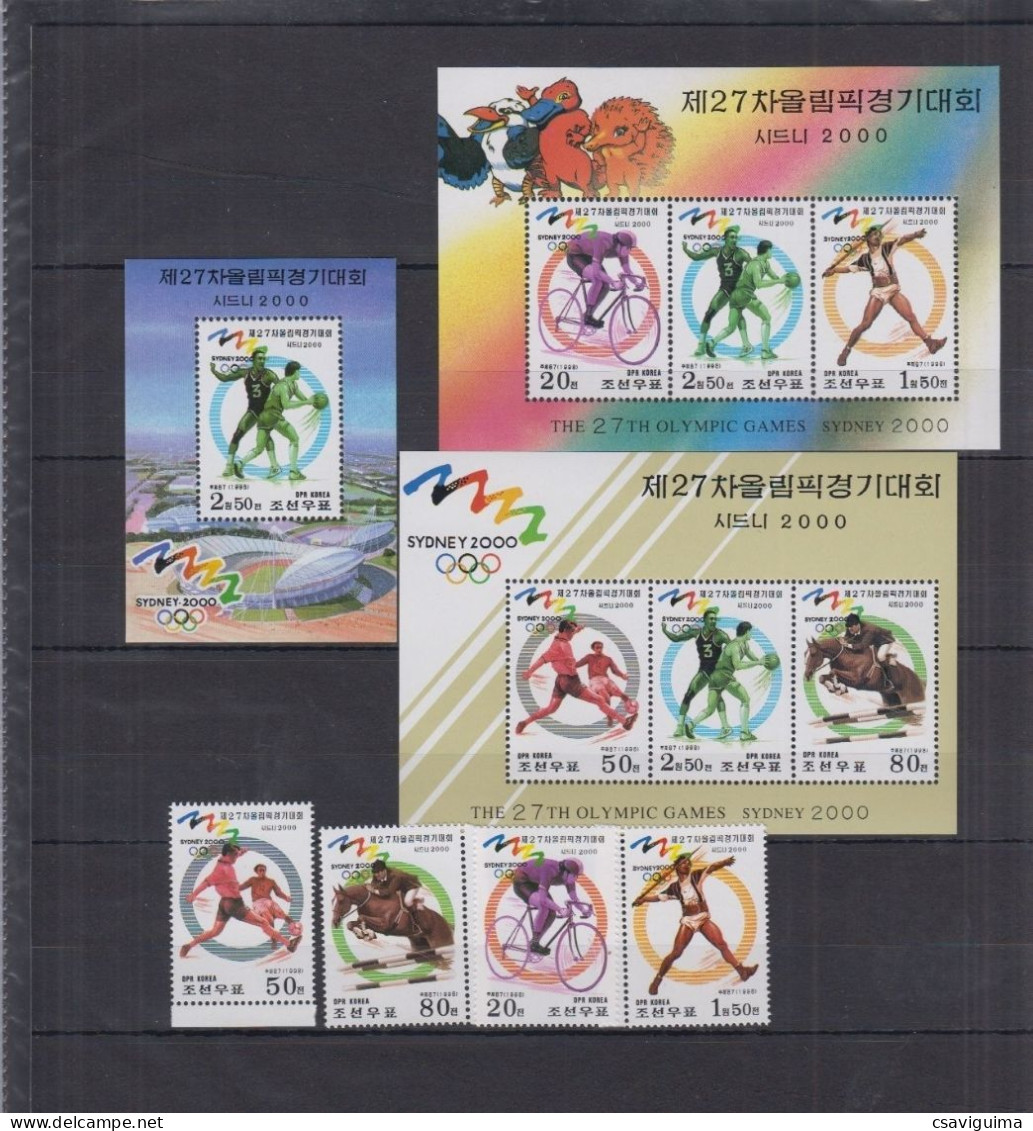 North Korea - 1998 - Olympic Games - Yv 2794/97 + Bf 343/45 - Zomer 2000: Sydney