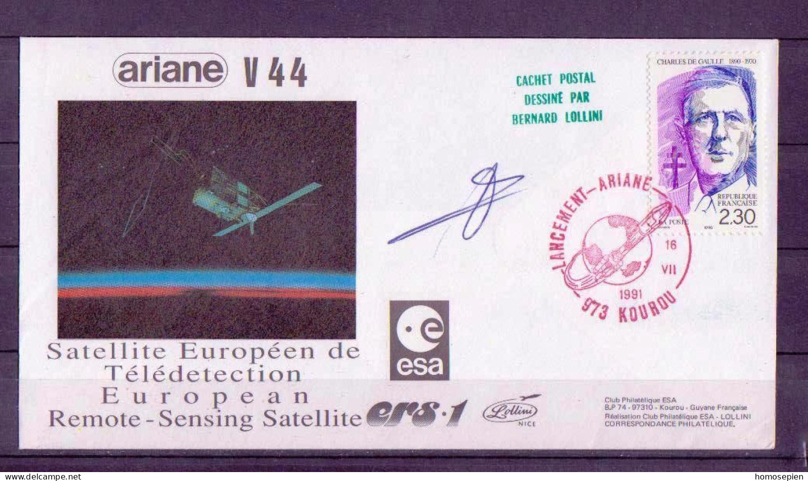 Espace 1991 07 17 - ESA - Ariane V44 - Composite Rouge - Europe