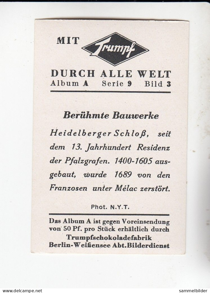 Mit Trumpf Durch Alle Welt Berühmte Bauwerke Heidelberger Schloß    A Serie 9 #3 Von 1933 - Autres Marques