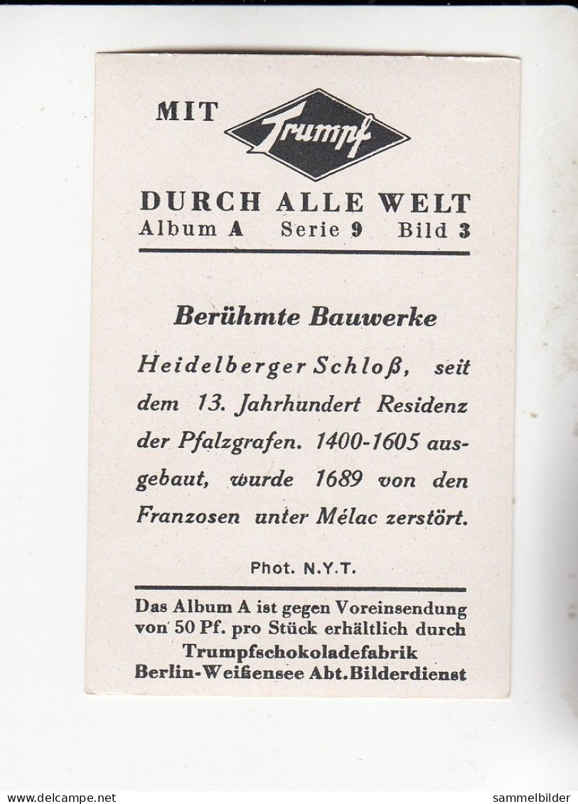 Mit Trumpf Durch Alle Welt Berühmte Bauwerke Heidelberger Schloß    A Serie 9 #3 Von 1933 - Otras Marcas