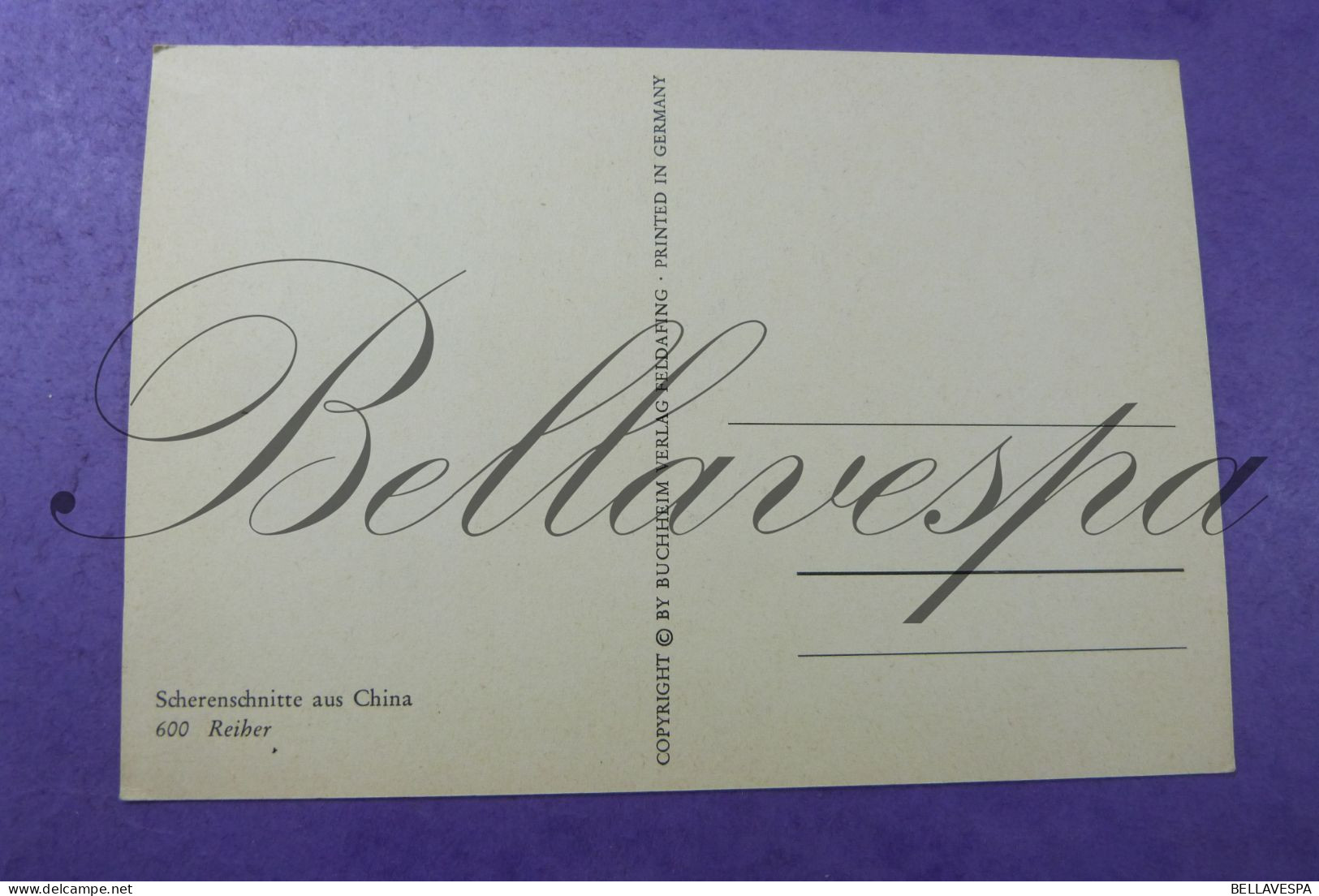 Silhouette Scherenschnitte 600 Reiher .  Aus China Chine  Printed Buchheim Germany - Silhouetkaarten