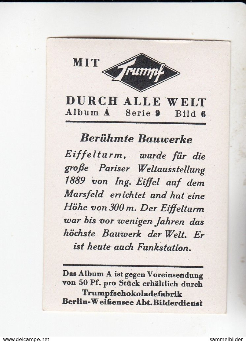 Mit Trumpf Durch Alle Welt Berühmte Bauwerke Eiffelturm A Serie 9 #6 Von 1933 - Other Brands