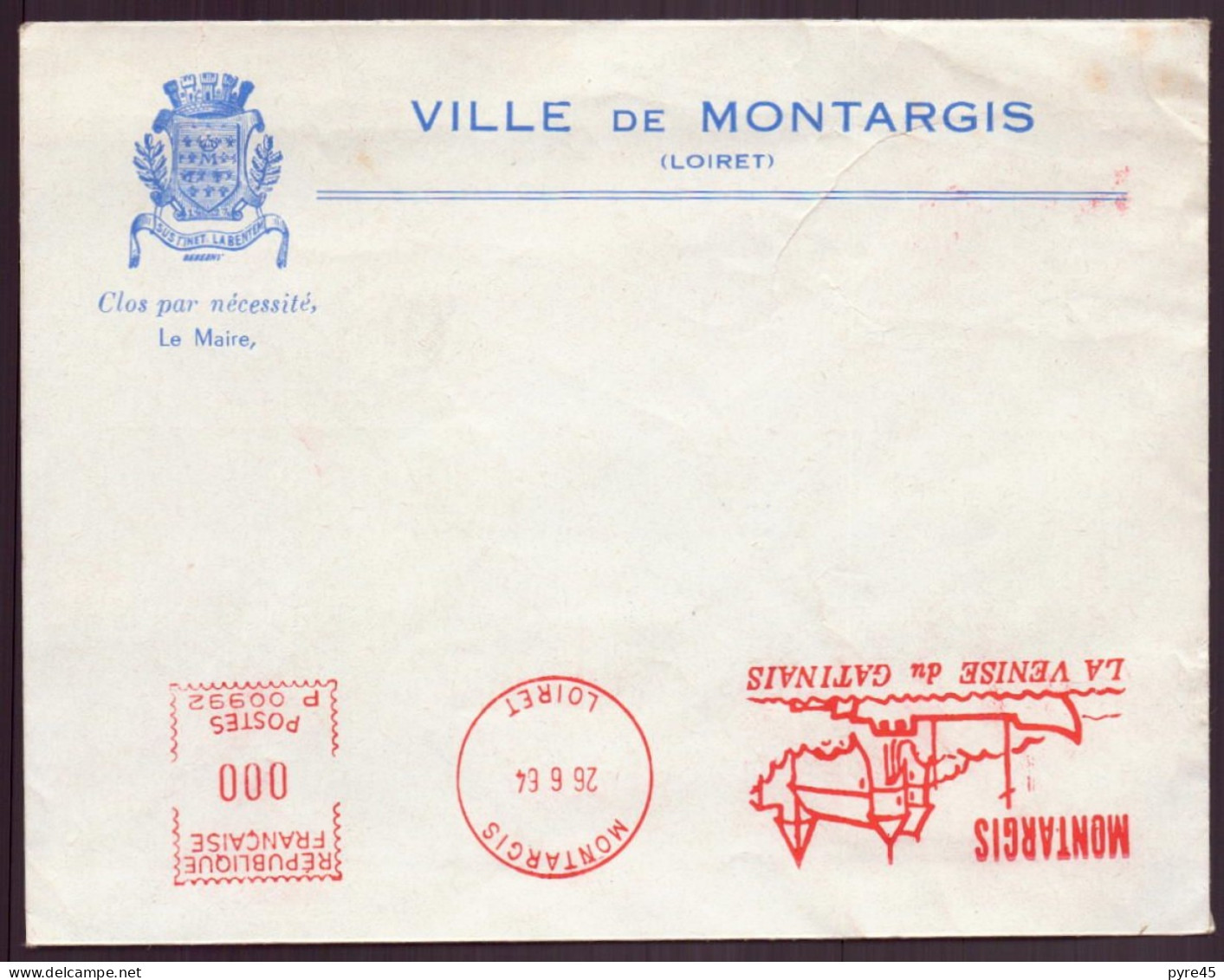 France, Enveloppe à En-tête " Ville De Montargis " Du 26 Juin 1964 - Andere & Zonder Classificatie