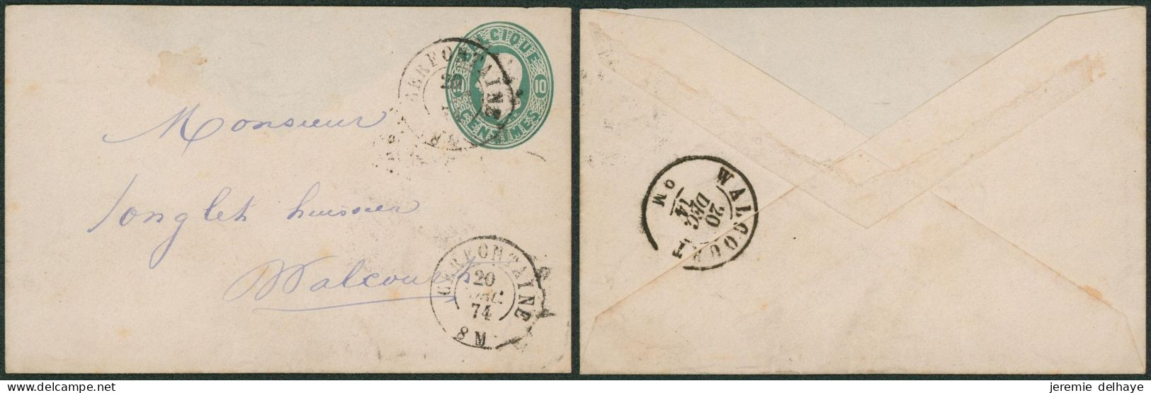 EP Au Type Petite Env. 10ctm Vert Obl Double Cercle "Cerfontaine" (1874) > Walcourt - Covers