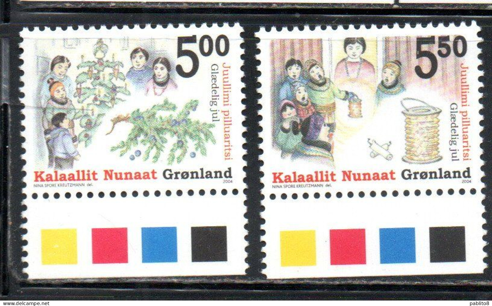GREENLAND GRONLANDS GROENLANDIA GRØNLAND 2004 CHRISTMAS WEIHNACHTEN NATALE NOEL NAVIDAD COMPLETE SET SERIE COMPLETA MNH - Unused Stamps
