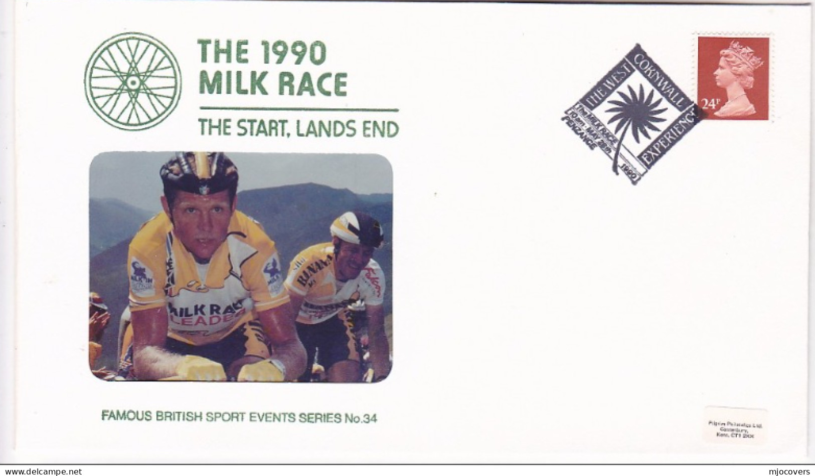 CYCLING Special PHOTO COVER 1990 Tour Of Britain Milk Race EVENT START LANDS END Penzance Sport Bike Bicycle Stamps - Cycling