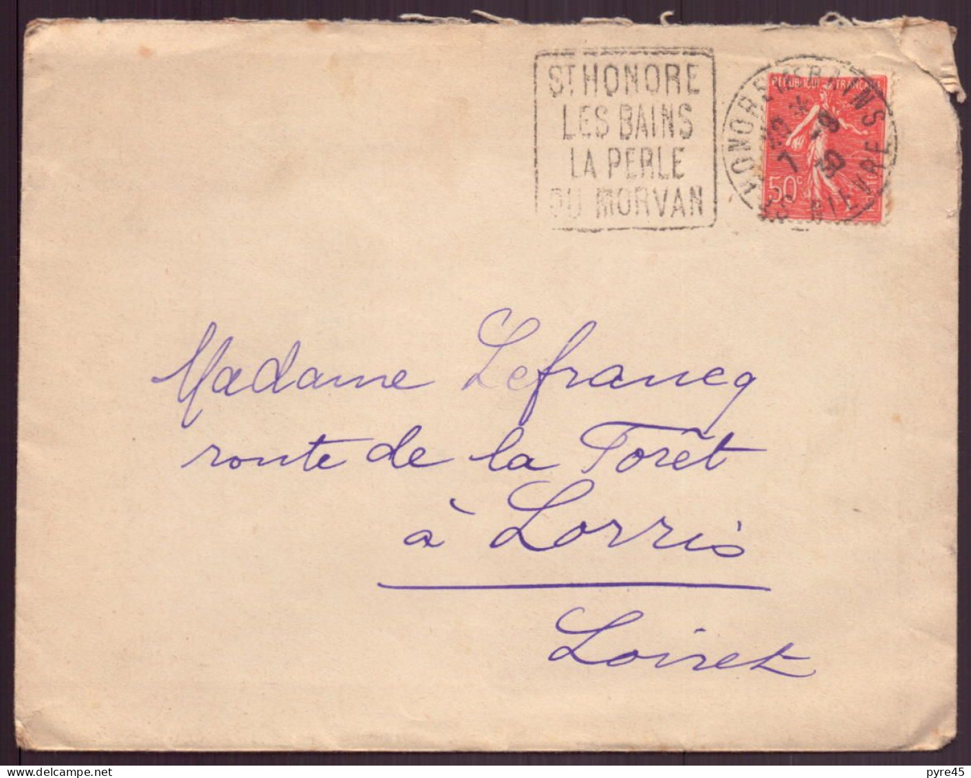 France, Enveloppe Du 7 Août 1930 De St Honoré Les Bains Pour Lorris - Sonstige & Ohne Zuordnung