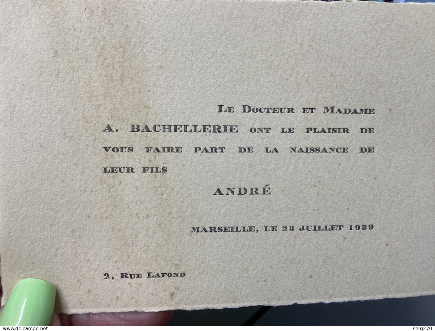Faire-part De Naissance, Le Docteur Marseille - Birth & Baptism