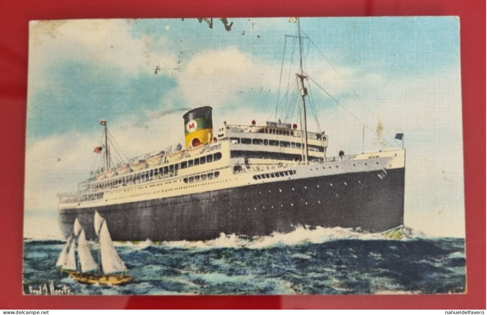 Carta Postale Circulée 1950s - BRASIL - MOOORE-MCCORMACK LINES Sailing From New York To South America - Péniches