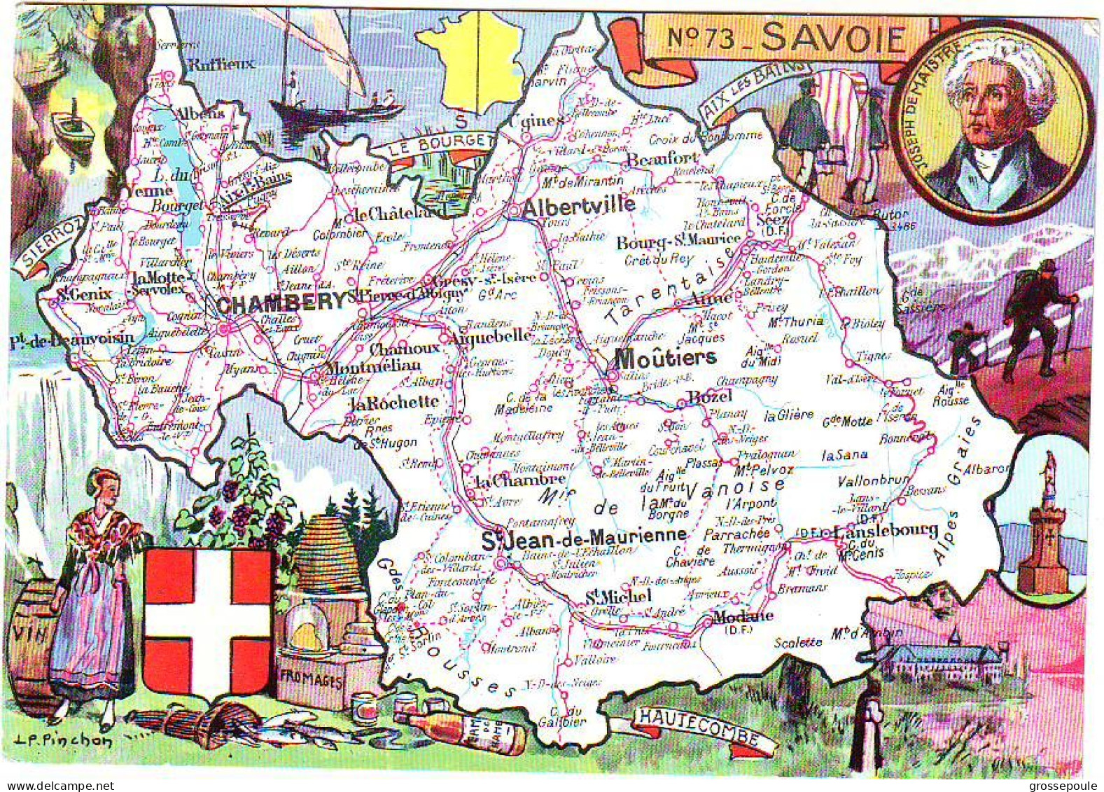 CP 73 SAVOIE Carte Départementale - Joseph De Maistre - Landkarten