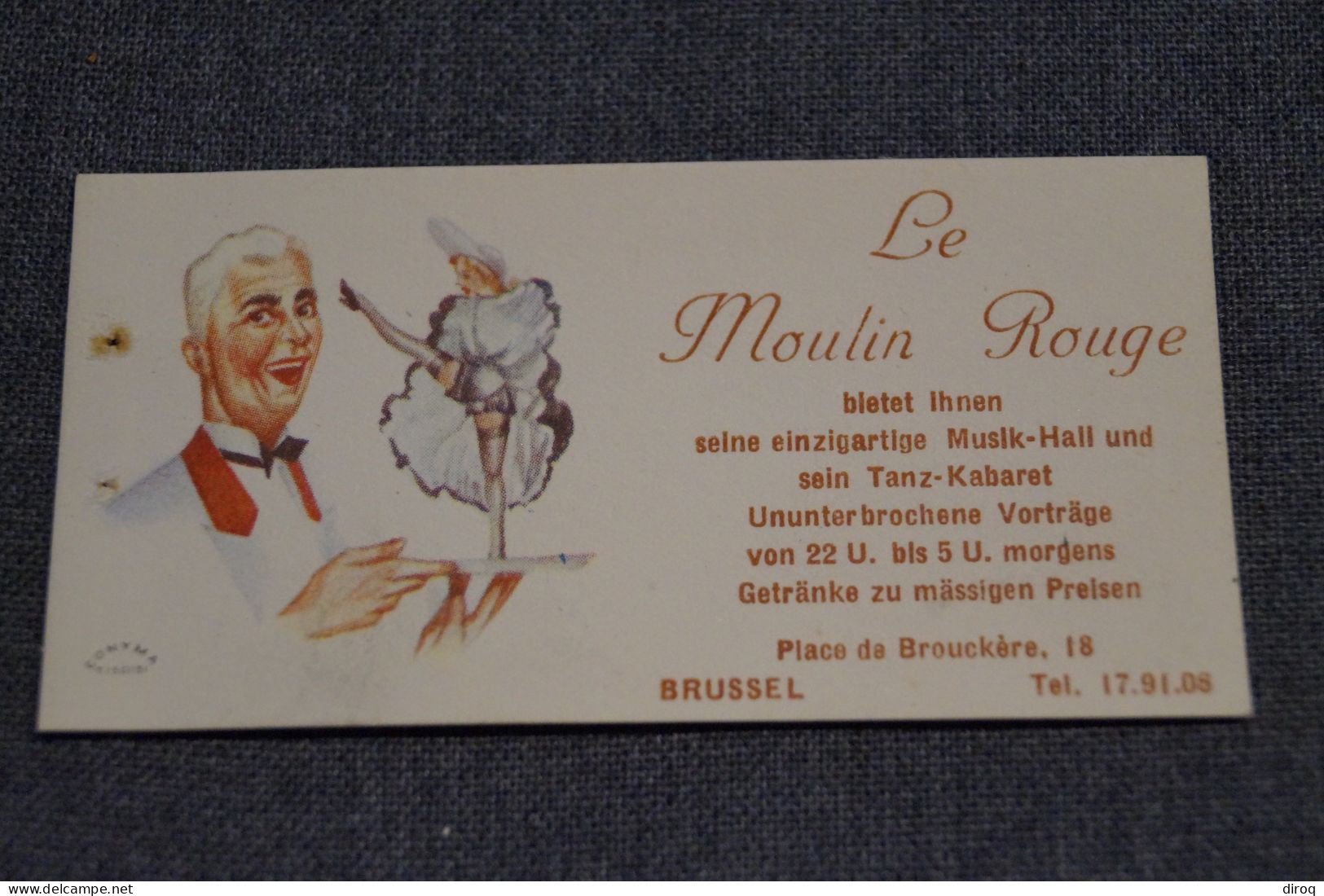 Belle Ancienne Carte Publicitaire, Bruxelles, Le Moulin Rouge, 9 Cm. Sur 4,5 Cm. - Pubblicitari