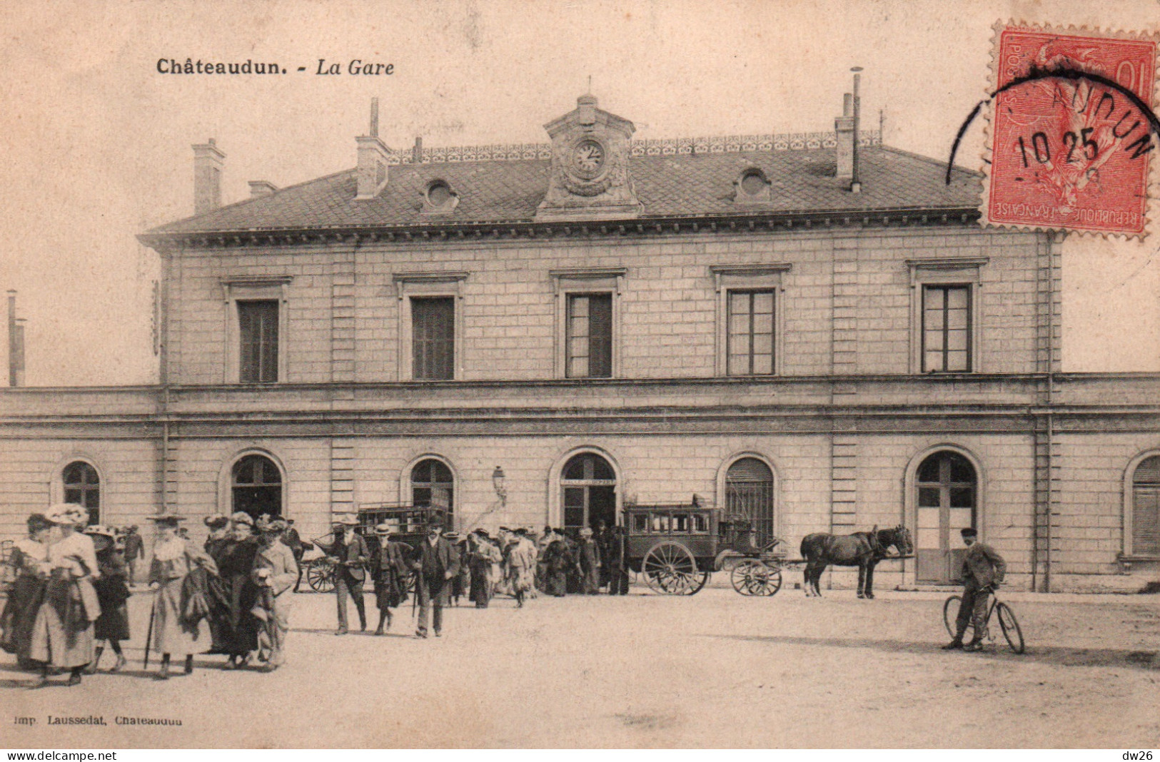 Châteaudun (Eure Et Loir) La Gare Extérieure, Diligence - Carte Laussedat Animée - Stations Without Trains