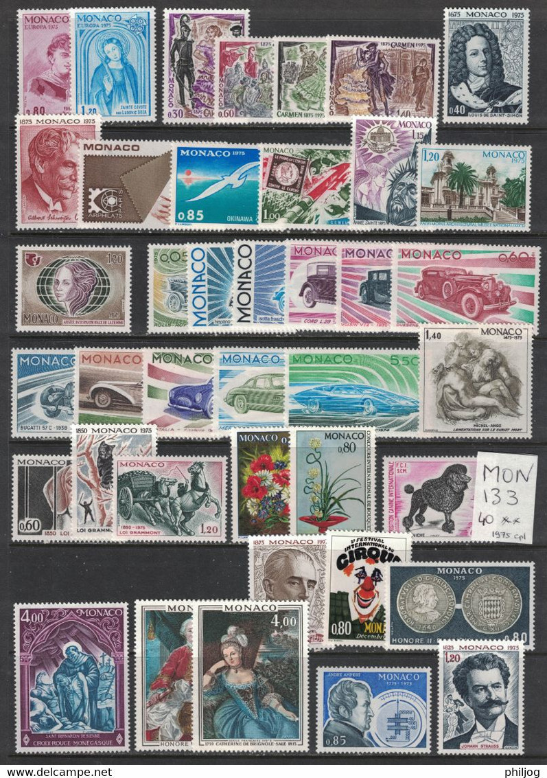 Monaco - Année 1975 Complète - Neuve SANS Charnière - 49 Timbres Du 1003 à 1042 - Complete MNH Year 1975 - Full Years