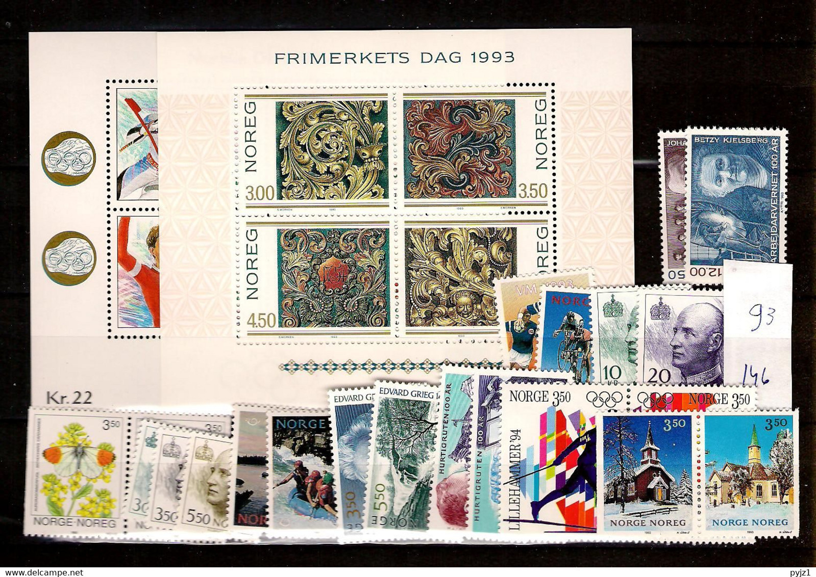 1993 MNH Norway Year Collection According To Michel System - Ganze Jahrgänge
