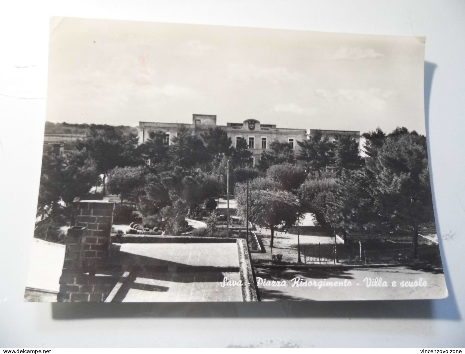 Cartolina Viaggiata "SAVA Piazza Risorgimento - Villa E Scuola" 1954 - Taranto