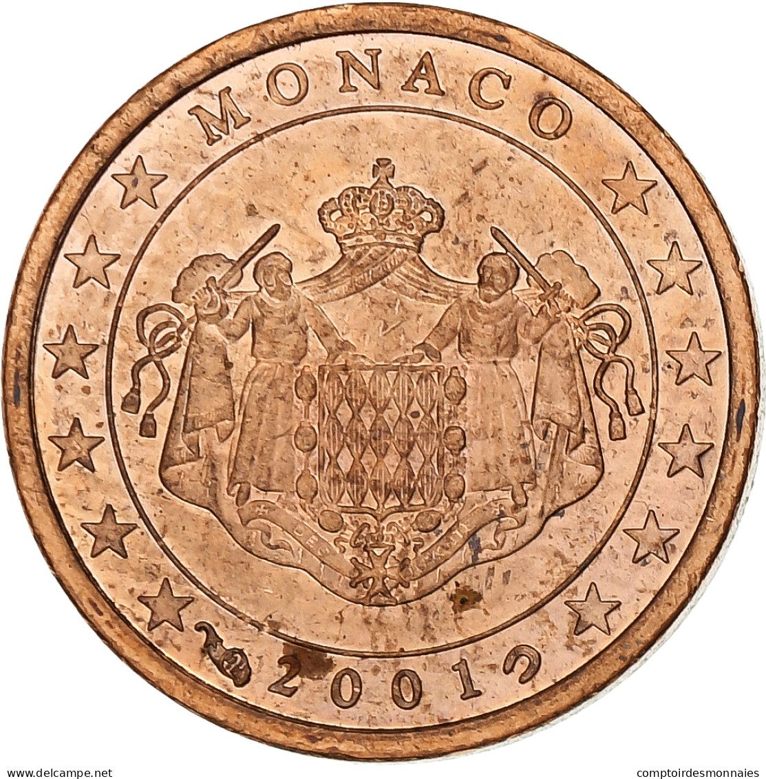 France, Rainier III, Euro Cent, 2001, Paris, Cuivre Plaqué Acier, SPL+, KM:167 - Francia