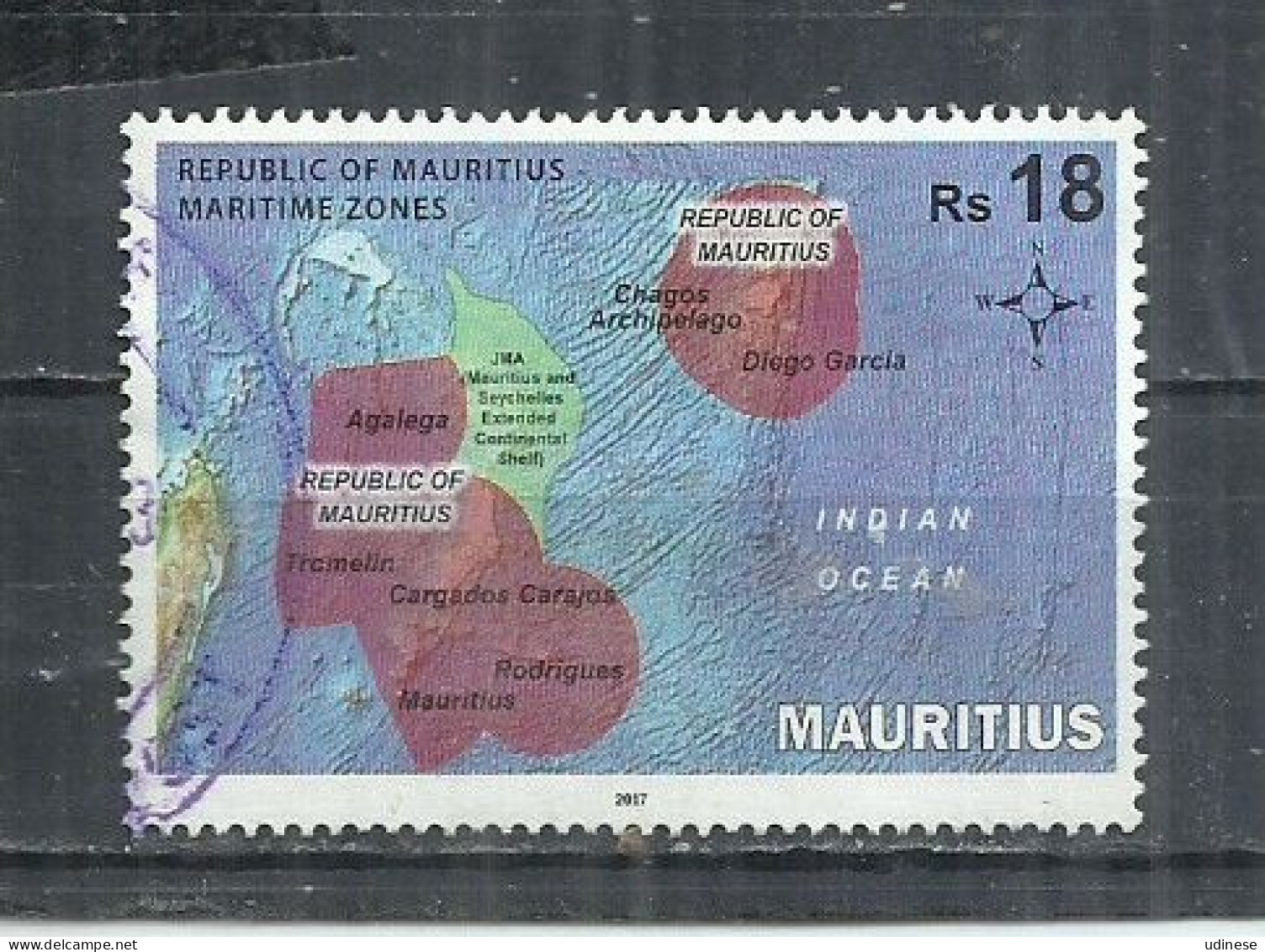 MAURITIUS 2017 - TERRITORIAL CLAIMS OF MAURITIUS - POSTALLY USED OBLITERE GESTEMPELT USADO - Maurice (1968-...)