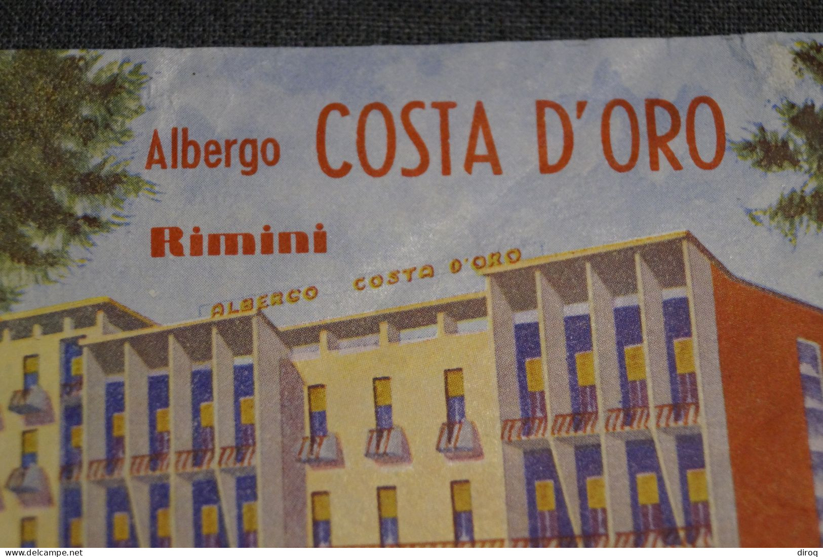 Belle Ancienne Petite Affiche Originale,Italie,Albergo Costa D'Oro, Rimini,135 / 85 Mm. - Affiches