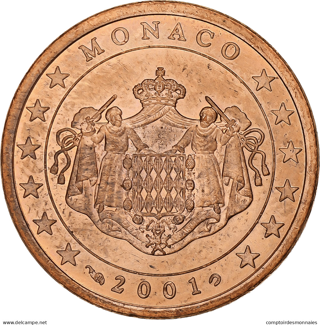 France, Rainier III, 5 Euro Cent, 2001, Paris, Cuivre Plaqué Acier, SPL+ - France