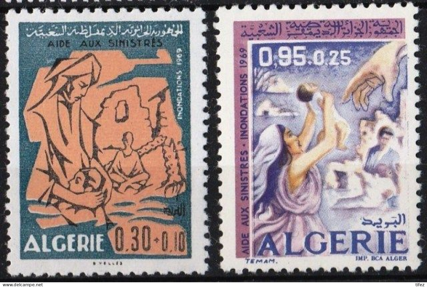 Année 1969-N°501/502 Neufs**MNH : Aide Aux Sinistrés .Inondations  (+ Surtaxe) - Algeria (1962-...)