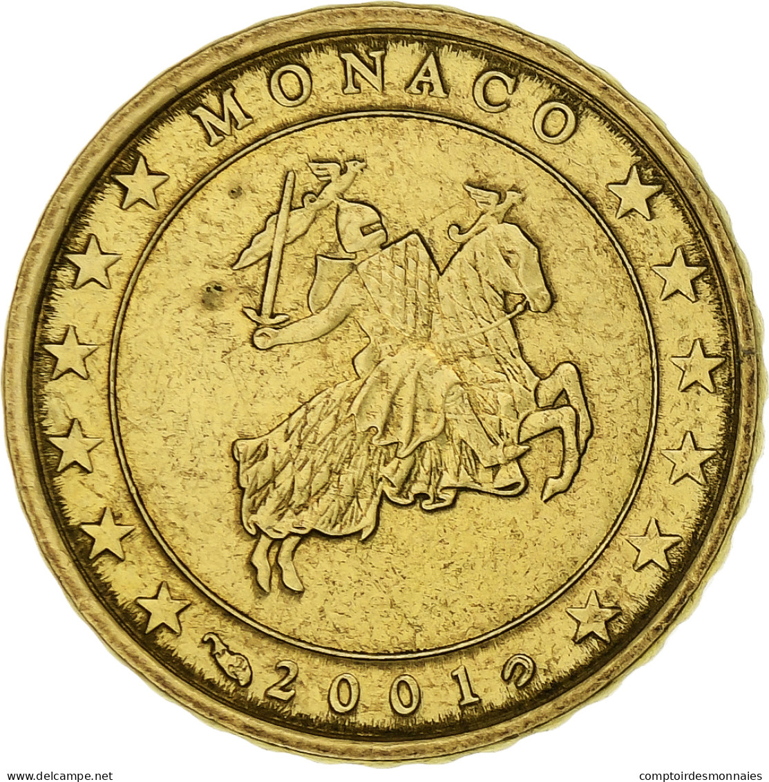 France, Rainier III, 10 Euro Cent, 2001, Paris, Or Nordique, SPL+, KM:170 - France