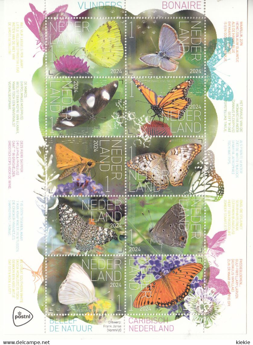 Nederland Postzegelvelletje Beleef De Natuur Vlinders 2024 - Unused Stamps